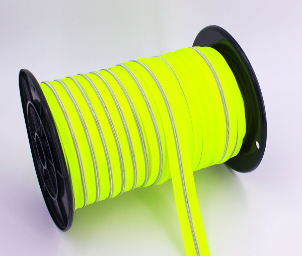 Endlosreißverschluss metallisiert schmal neongelb/silber (1m)